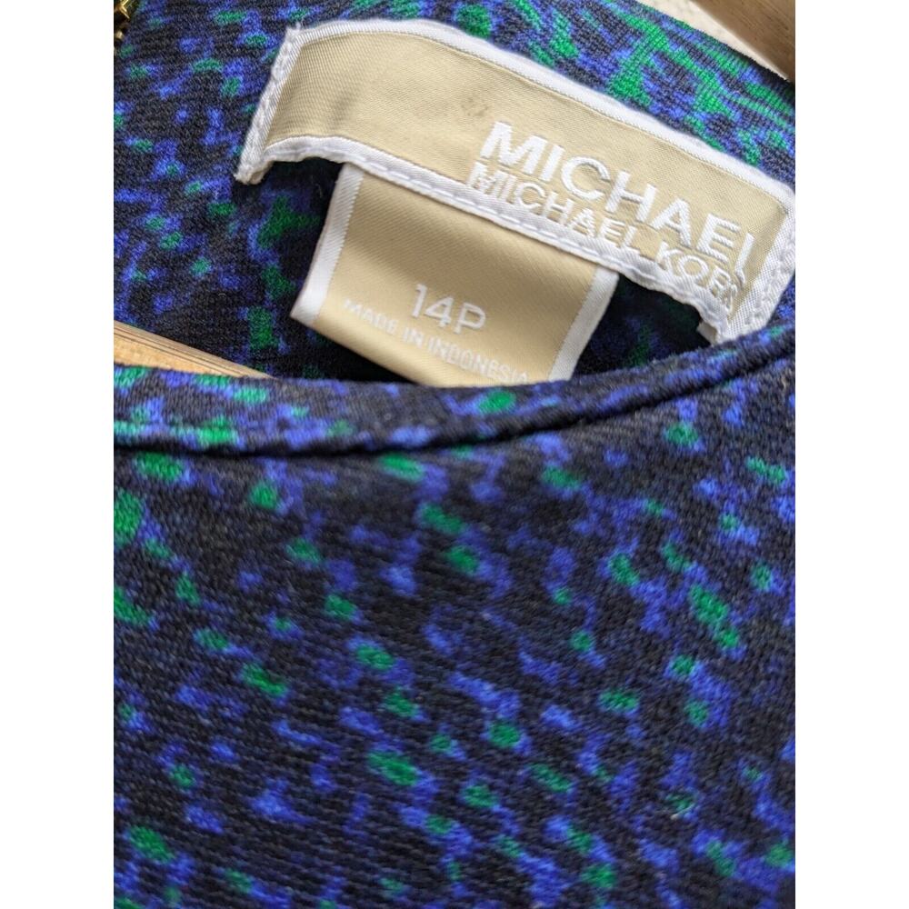 Michael Kors Women's Mini Dress Black Green Blue Paisley MK Size 14 Petite - Picture 2 of 8